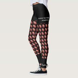 Football Team, Fake Black Kort, Namn Leggings