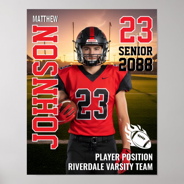 Football Team Senior MVP Player Photo Gift Sports Poster (Framsidan)