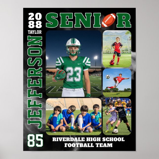 Football Team Sports Player Senior Photo Collage Poster (Framsidan)