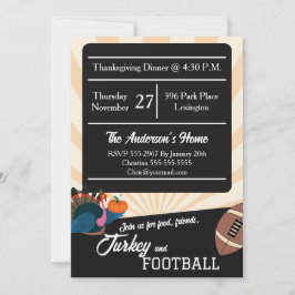 Football Thanksgiving Dinner Turkey October Party Inbjudningar