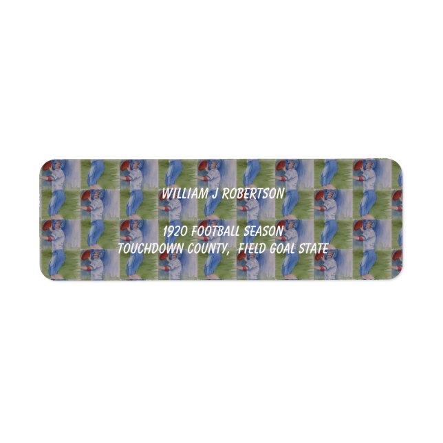 FOOTBALL TOUCHDOWN PASS ADRESS RETURADRESS ETIKETT (Framsidan)