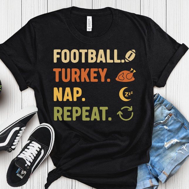 Football. Turkey. Nap. Repeat - Funny Thanksgiving T Shirt (Skapare uppladdad)