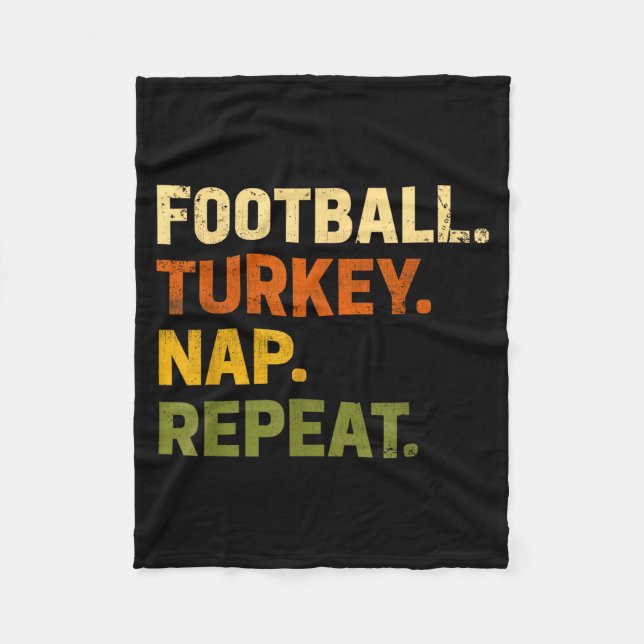 Football Turkey Nap Repeat Thanksgiving Costume Le Fleecefilt (Framsidan)