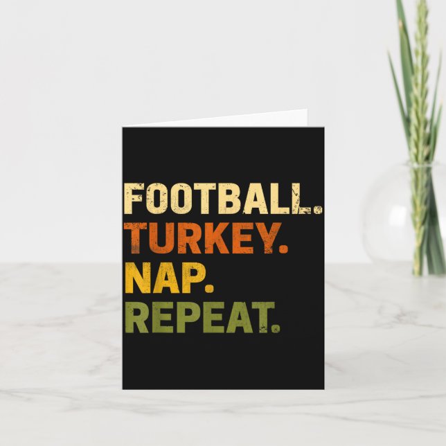 Football Turkey Nap Repeat Thanksgiving Costume Le Kort (Framsida)