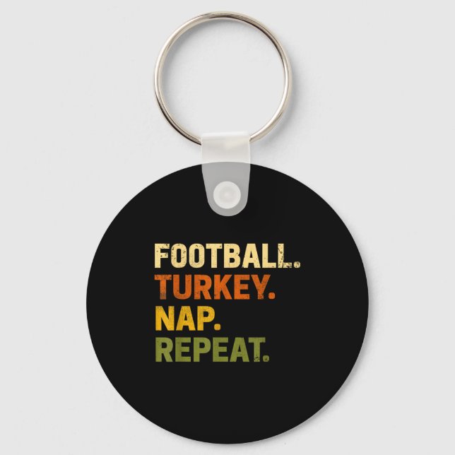 Football Turkey Nap Repeat Thanksgiving Costume Le Nyckelring (Framsida)