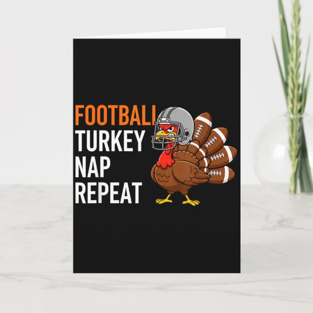 Football Turkey Nap Repeat - Thanksgiving Dad &amp Kort (Framsida)