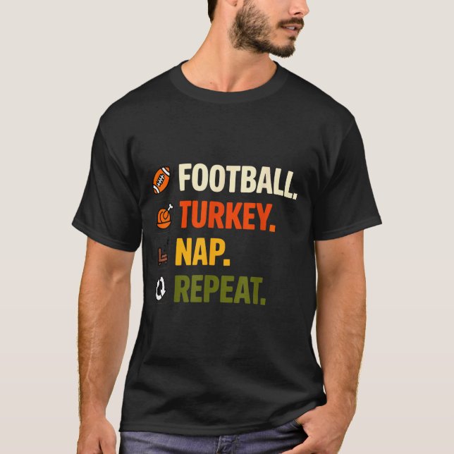 Football Turkey Thanksgiving For Kids Boys Men  T Shirt (Framsida)