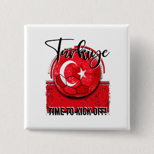 Football Türkiye Flagga, Distress Soccer Ball Knapp