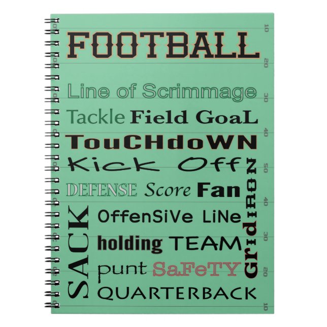 FOOTBALL-typografi Anteckningsbok (Framsidan)