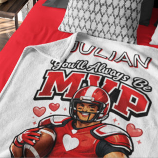 Football Valentine Heart Love Athlete Sports Fan Fleecefilt