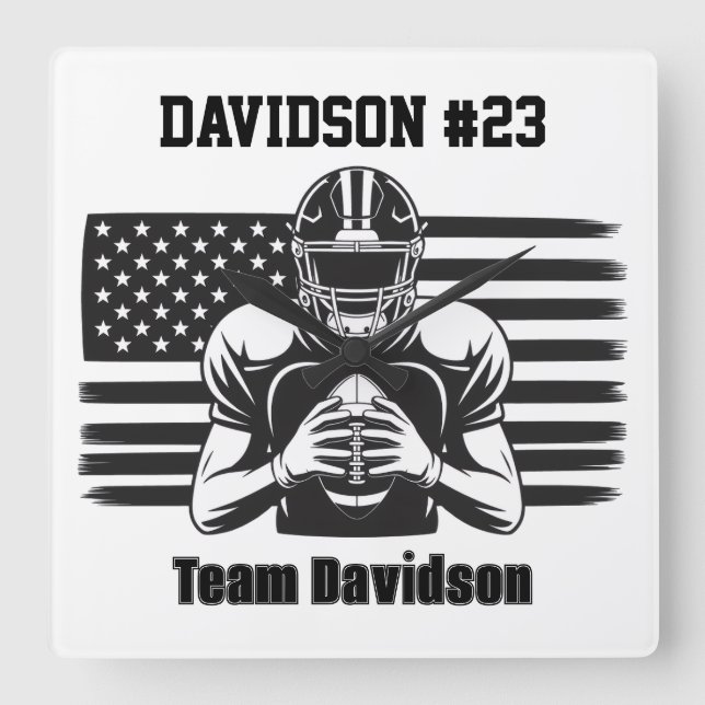 Football Wall Clock Fyrkantig Klocka (Framsida)