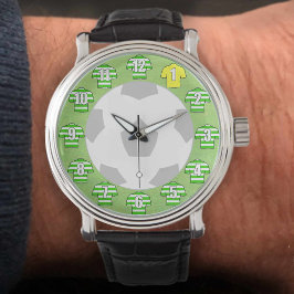 Football Watch - med Grönt Ringar på Shirts Armbandsur