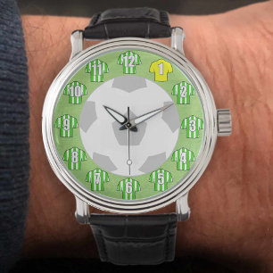 Football Watch - med Grönt & White Stripe Shirts Armbandsur