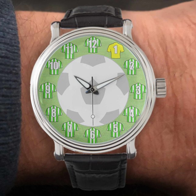 Football Watch - med Grönt & White Stripe Shirts Armbandsur (Skapare uppladdad)
