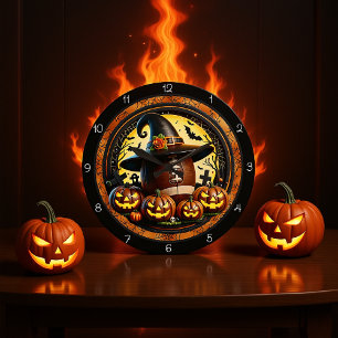Football Witch Hat Halloween Stor Klocka
