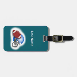 Football - with Football & Helmet personalize Bagagebricka