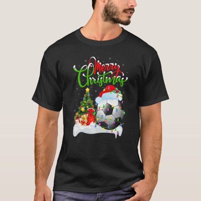 Football  Xmas Decorations Santa Football Christma T Shirt (Framsida)