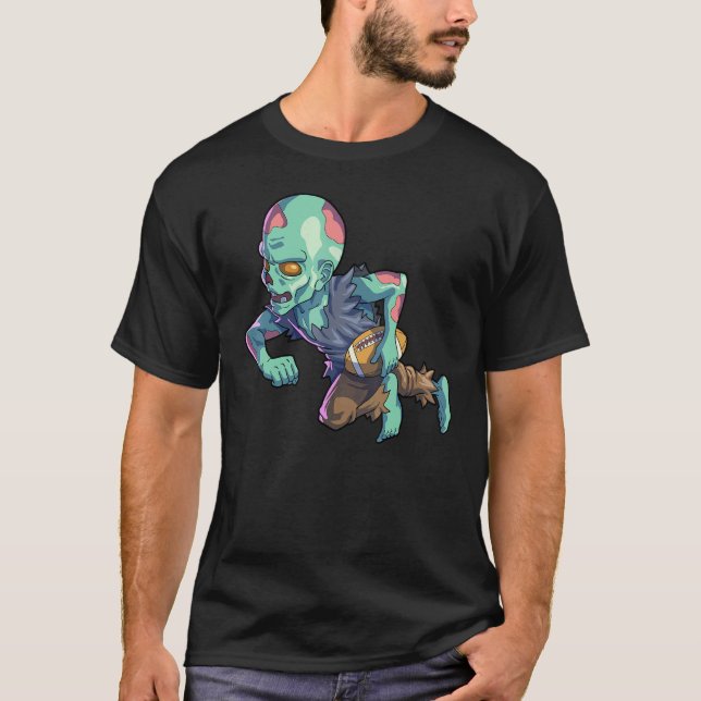 Football Zombie Halloween Men Boys Football Hallow T Shirt (Framsida)