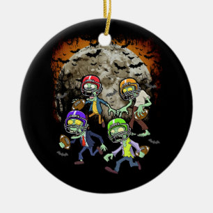 Football Zombie Player Halloween Horror Football T Julgransprydnad Keramik