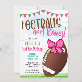 Footballs and Bows Party Invite Inbjudningar