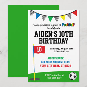 FootGolf Birthday-inbjudan Soccer Golf Inbjudningar