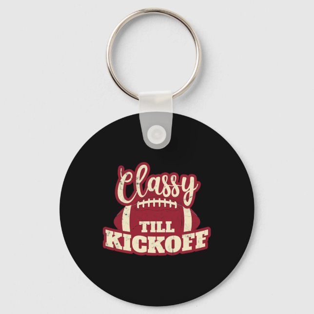 Footll Girl Gift Cly to Kickoff Fall Footll Fläkt Nyckelring (Framsida)