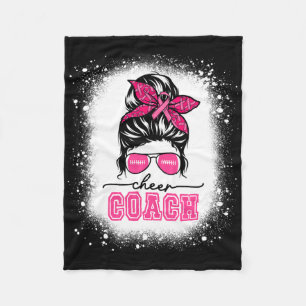 Footll Messy Bun Mamma Cheer Coach Breast Cancer B Fleecefilt