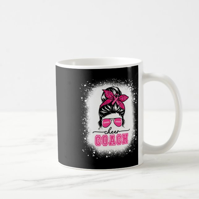 Footll Messy Bun Mamma Cheer Coach Breast Cancer B Kaffemugg (Höger)