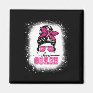 Footll Messy Bun Mamma Cheer Coach Breast Cancer B Magnet