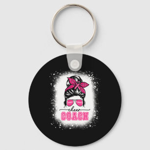 Footll Messy Bun Mamma Cheer Coach Breast Cancer B Nyckelring