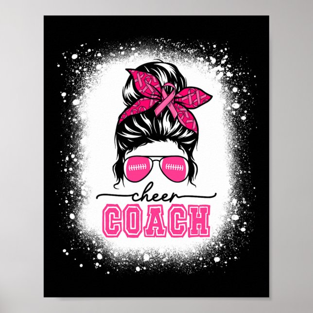 Footll Messy Bun Mamma Cheer Coach Breast Cancer B Poster (Framsidan)