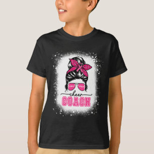 Footll Messy Bun Mamma Cheer Coach Breast Cancer B T Shirt