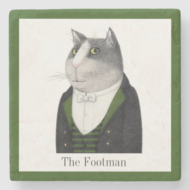 FOOTMAN CAT Marble Stone Underlägg + Text (Framsidan)