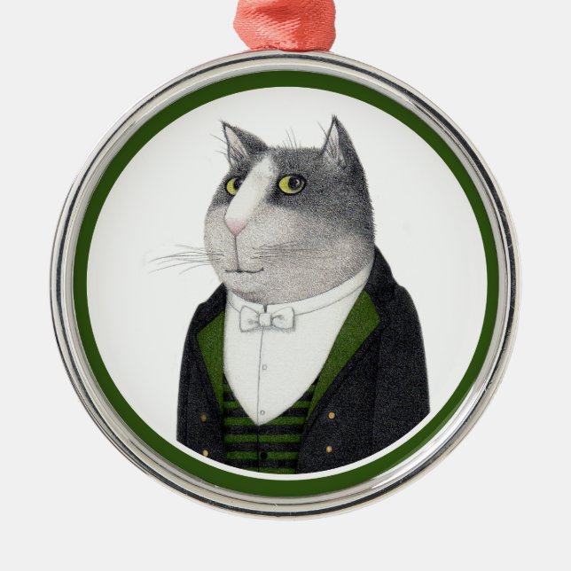 FOOTMAN CAT Premium Round Ornament (Framsidan)