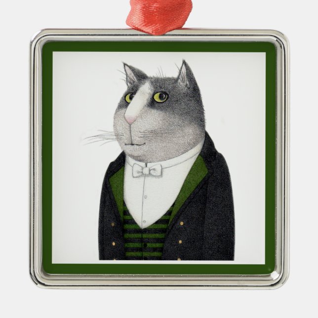 FOOTMAN CAT Premium Square Ornament (Framsidan)