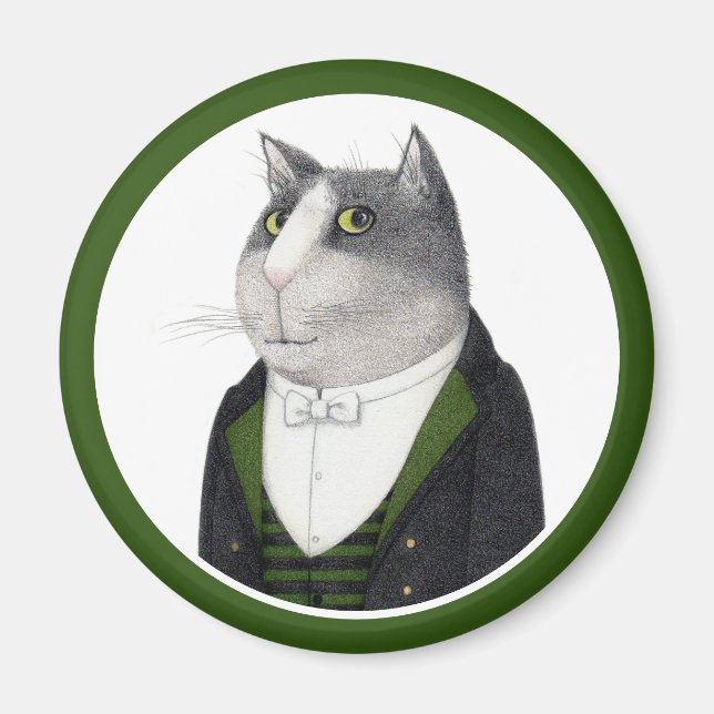 FOOTMAN CAT Round Magnet (Framsidan)