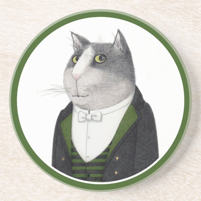 FOOTMAN CAT Round Sandstone Underlägg (Framsidan)