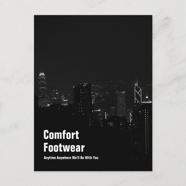 Footwear av bekvämlighet i Hongkongs nattvy Vykort (Framsida)