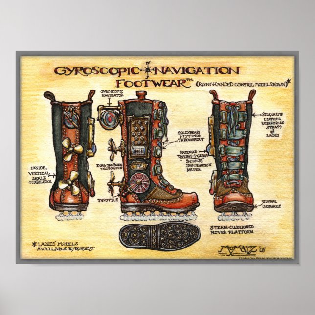 Footwear för Steampunk Gyroscopic Navigation Skriv Poster (Framsidan)