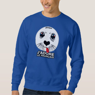 Foque. Yeaux. J'adore le français (I FRANSKEN KÄRL Lång Ärmad Tröja