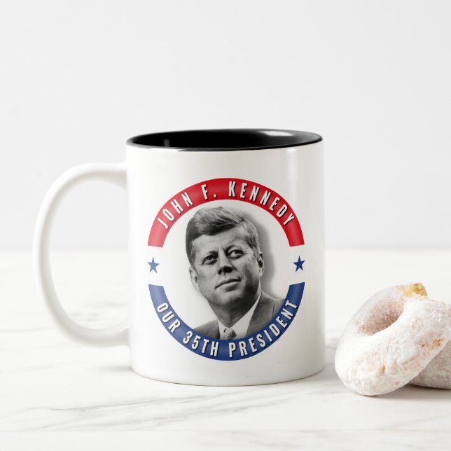 För 35epresident POTUS för JFK John F. Kennedy Två-Tonad Mugg (Med munk)