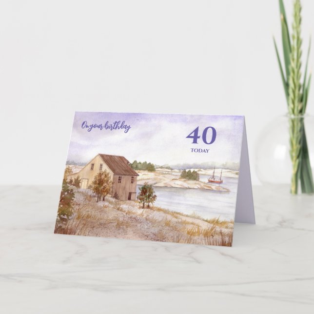 För 40:e Norgen Fiskare House Kort (Framsida)