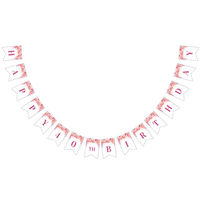 För 40th blommor för vattenfärg födelsedagbaner vimplar (Alla)