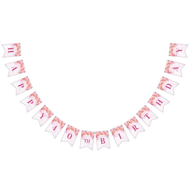 För 40th blommor för vattenfärg födelsedagbaner vimplar (Alla)