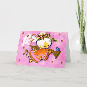 För 50-talängel för vintage rosa julkort helgkort