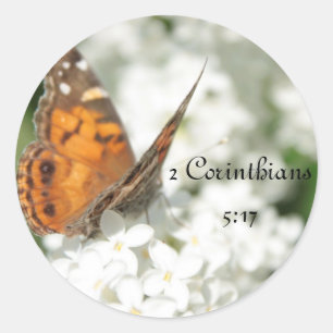 För 5:17fjäril för 2 Corinthians lila Runt Klistermärke