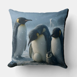 For a penguin family and chick Arctic Winter throw Kudde