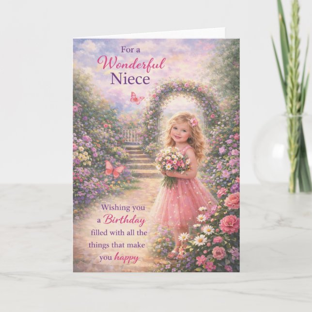 For a Wonderful Niece Birthday Card Kort (Framsida)