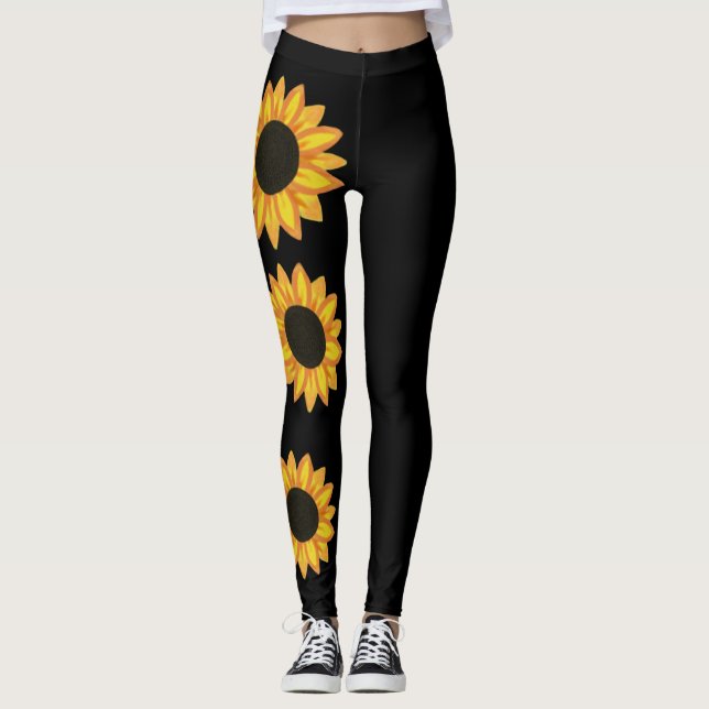 För Activewearsvart för solros sportig chic Leggings (Framsida)