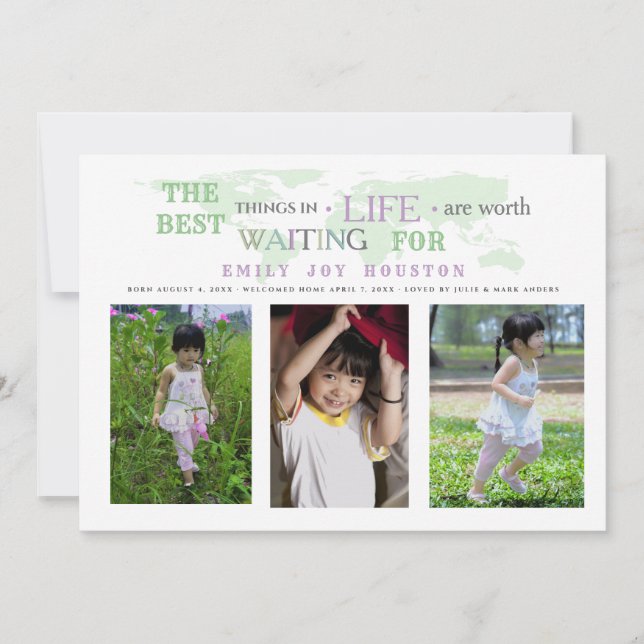 För adoptionfoto för värd väntande meddelande inbjudningar (Framsida)